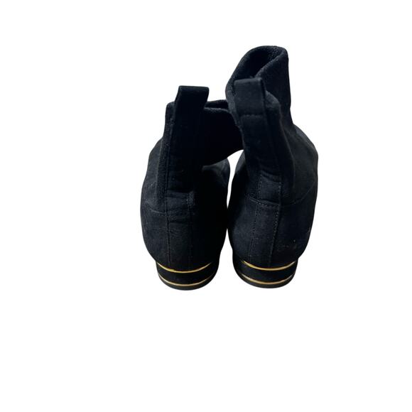 Zara Woman Black Faux Suede Flat Bootie with Gold Detailing Sz 35 - Picture 3 of 4